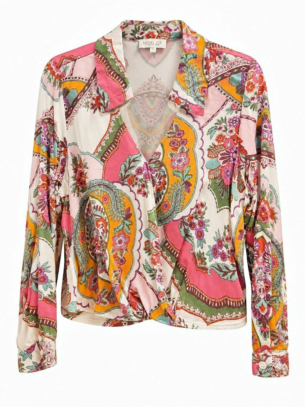 Rachel Zoe Paisley Wrap Blouse Paisley Blouse Pink & Multicolor Large